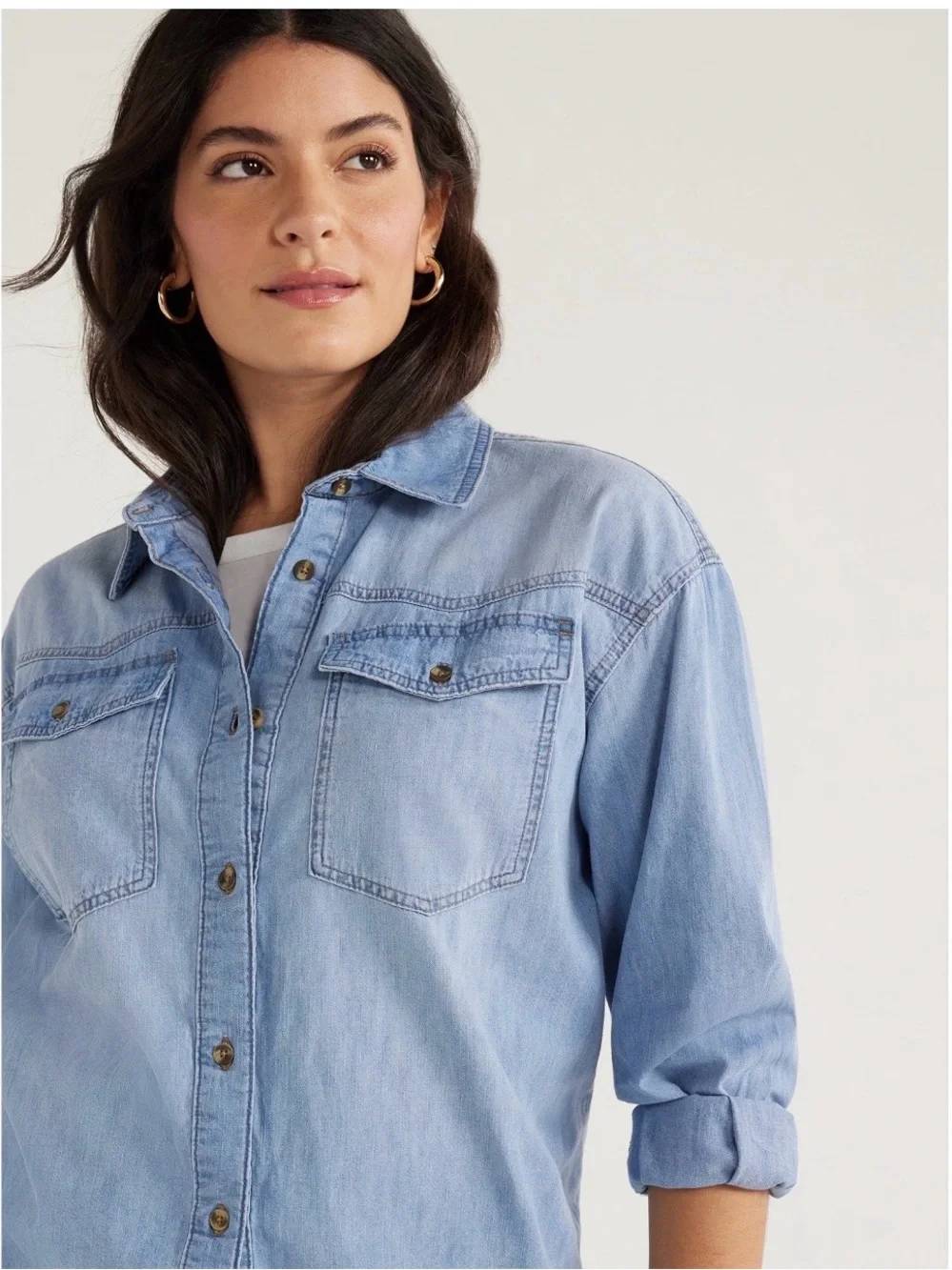 Sofia by Sofia Vergara XXXL (22) Oversized Boyfriend Long Sleeve Shirt NWT - Picture 3 of 9